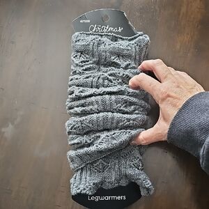 Gray Lattice Knit Legwarmers